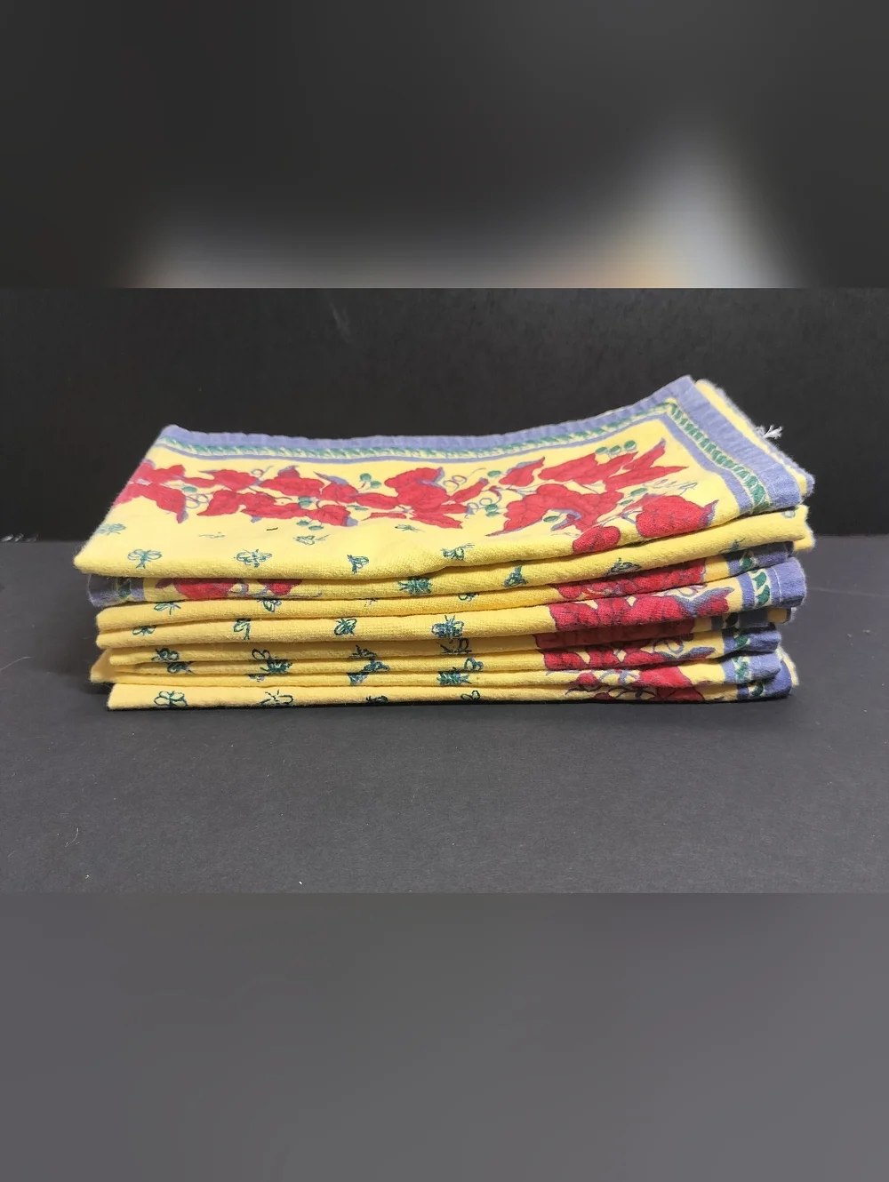 Williams Sonoma French Provence Napkins (8pcs 100% Cotton Bees Yellow Blue 18x18
